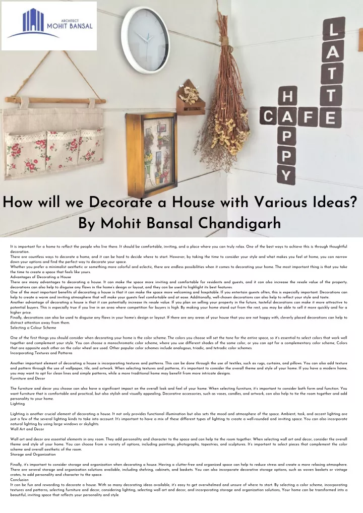 how will we decorate a house with various ideas