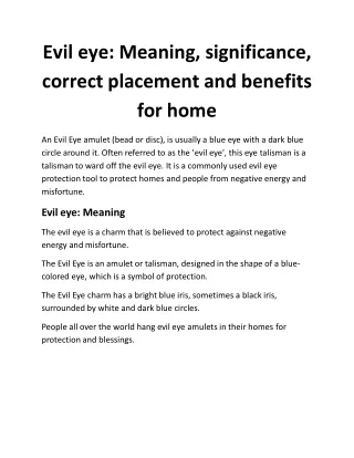 Evil eye: Meaning, significance, correct placement and benefits for home