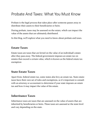 Probate and Taxes What You Need to Know