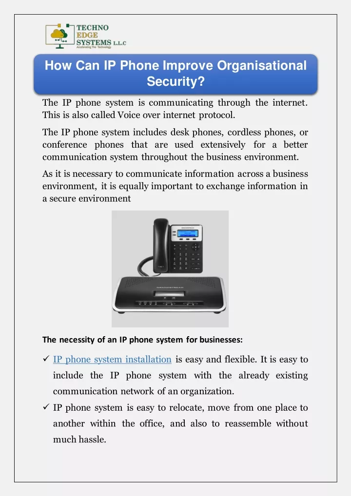 how can ip phone improve organisational security