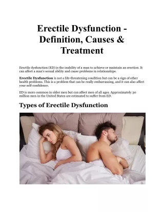 erectile dysfunction definition causes treatment