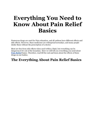 everything you need to know about pain relief
