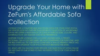 Upgrade Your Home with ZeFurn's Affordable Sofa Collection