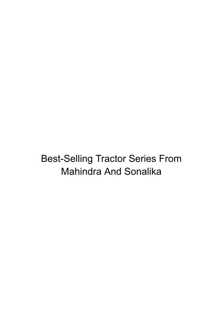 best selling tractor series from mahindra