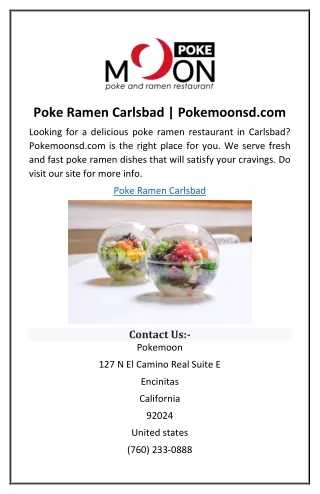 Poke Ramen Carlsbad | Pokemoonsd.com