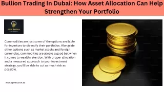 bullion trading in dubai how asset allocation
