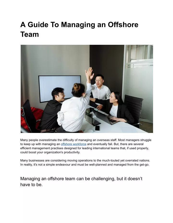 a guide to managing an offshore team