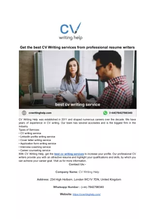 Get the best CV Writing services from professional resume writers