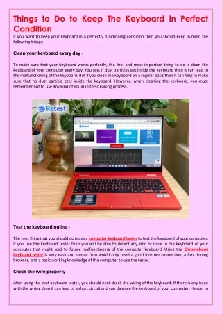 things to do to keep the keyboard in perfect