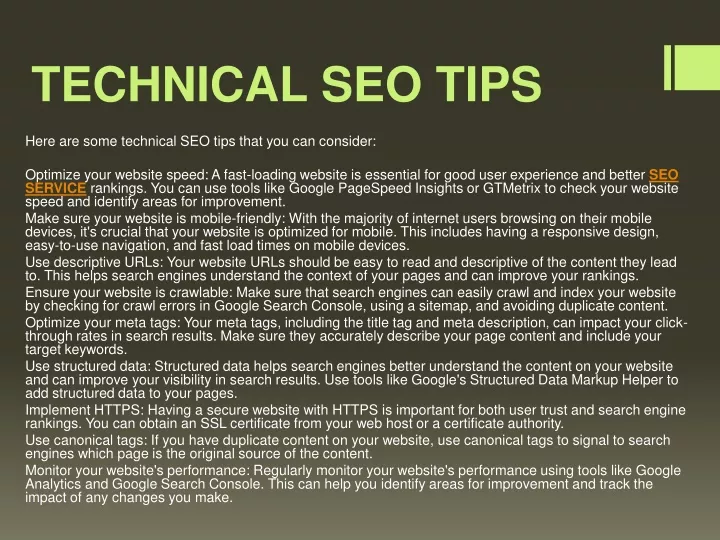 technical seo tips
