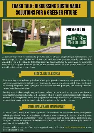 Discussing Sustainable Solutions For A Greener Future