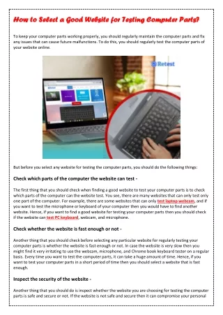 how to select a good website for testing computer