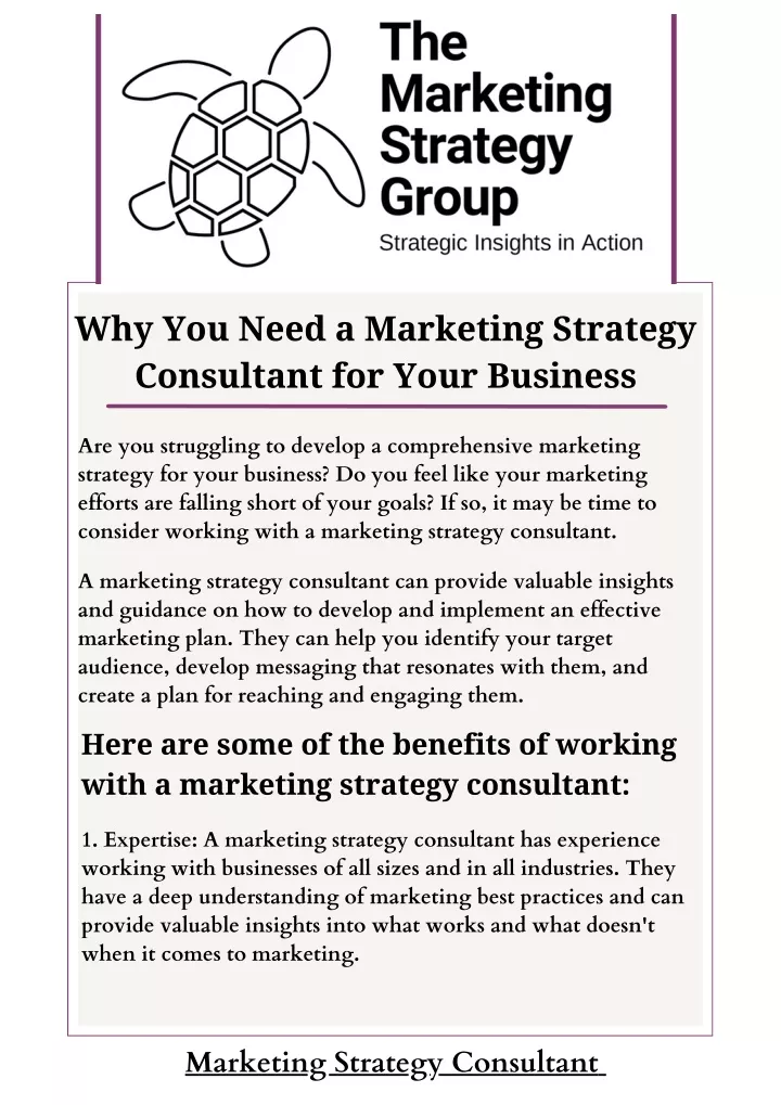 why you need a marketing strategy consultant