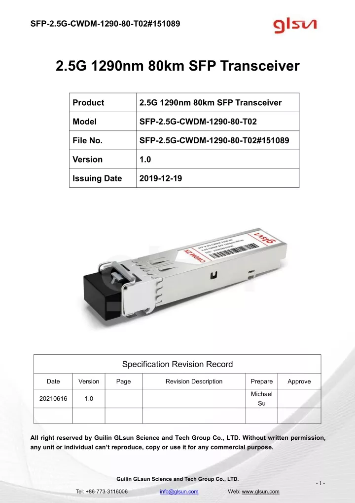 sfp 2 5g cwdm 1290 80 t02 151089