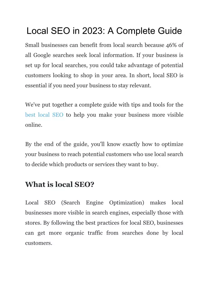 local seo in 2023 a complete guide