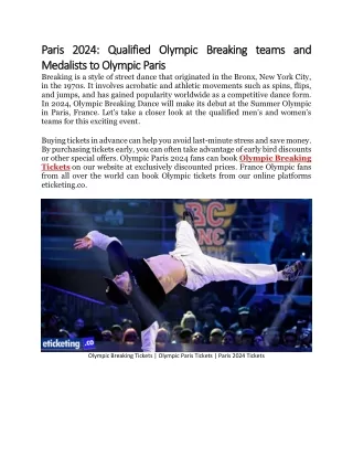 paris 2024 paris 2024 qualified olympic breaking