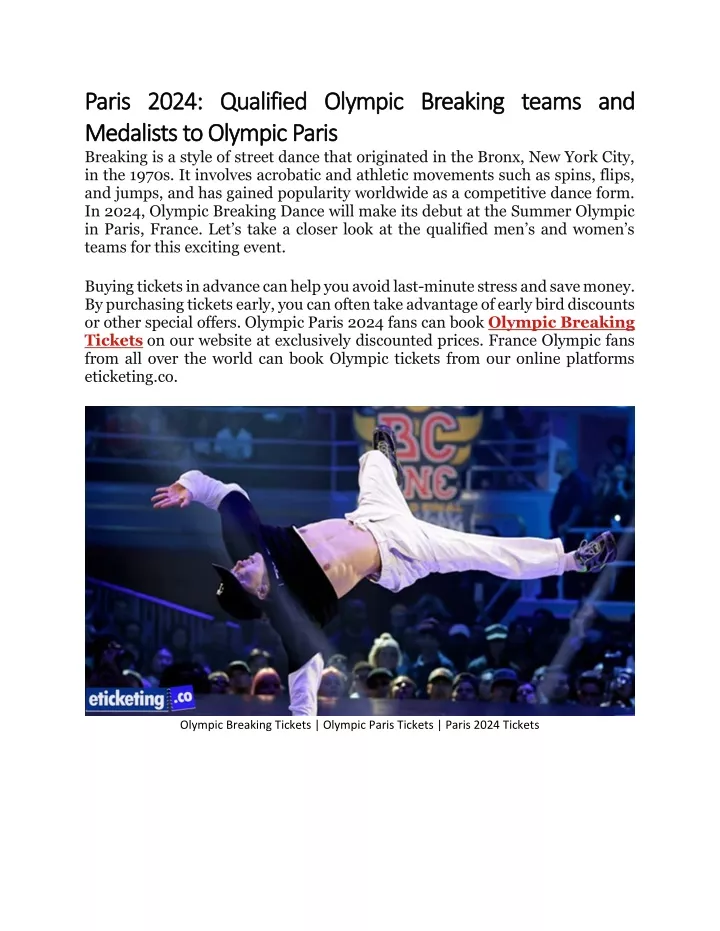 PPT Paris 2024 Qualified Olympic Breaking teams and Medalists to