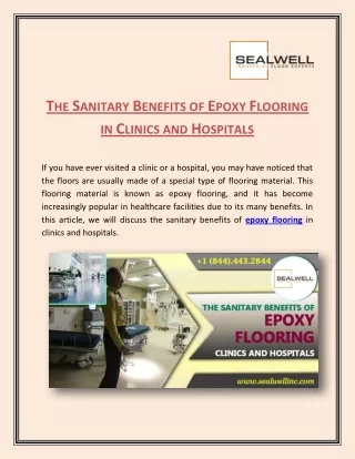 The Sanitary Benefits of Epoxy Flooring in Clinics and Hospitals