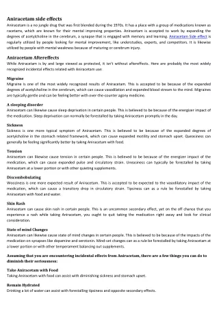 Aniracetam side effects