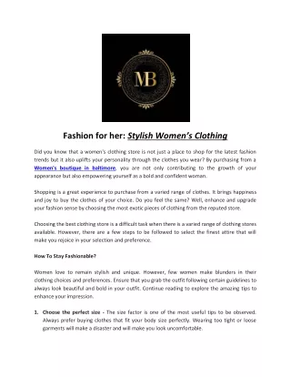 Fashion for her - Stylish Women’s Clothing