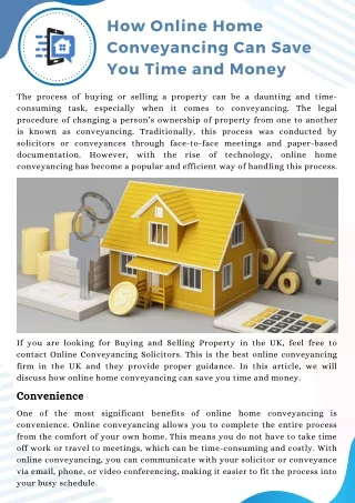 How Online Home Conveyancing Can Save You Time and Money