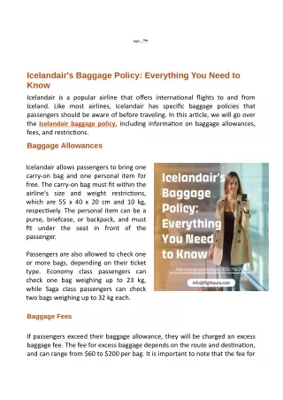 Icelandair's Baggage Policy- Number 1-833-714-2120