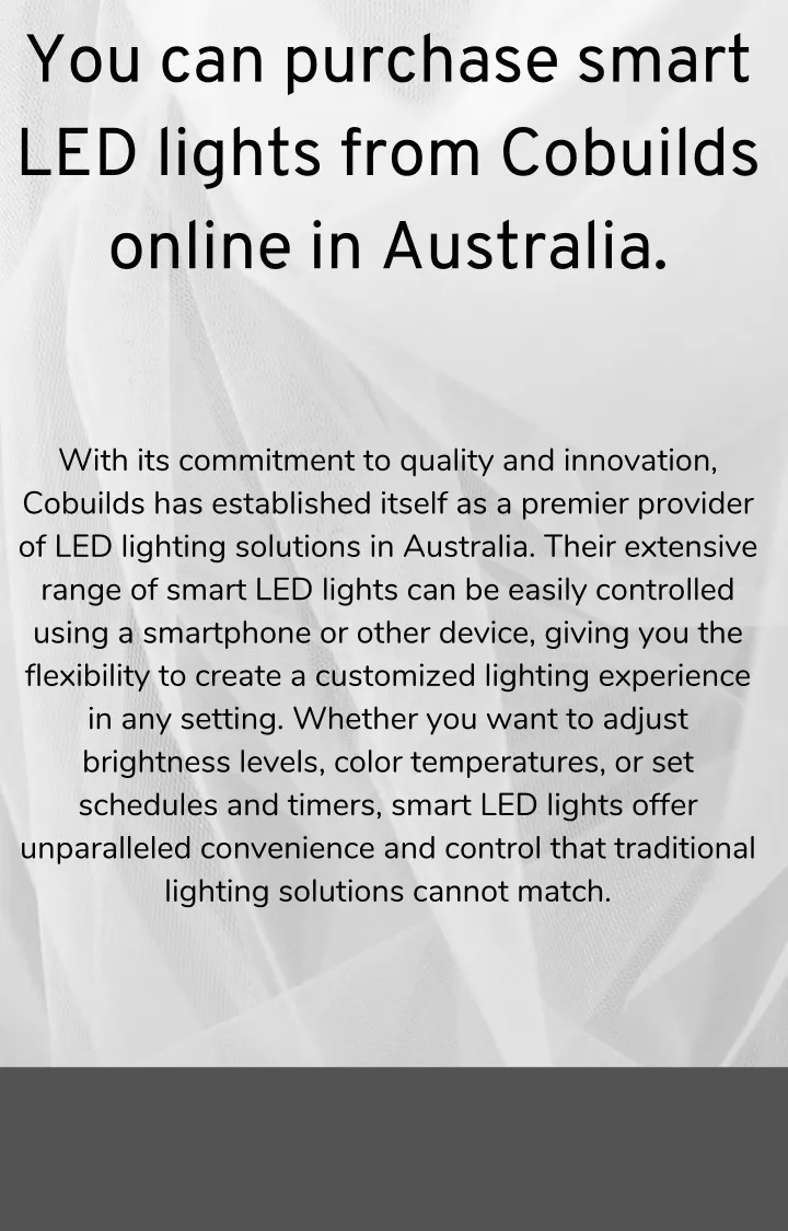 you can purchase smart led lights from cobuilds