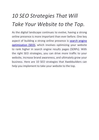 10 SEO Strategies That Will Take Your Website to the Top