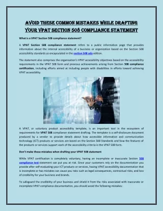 Avoid these common mistakes while drafting your VPAT Section 508 compliance statement