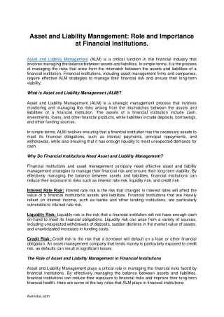 asset and liability management role