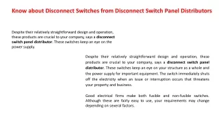 know about disconnect switches from disconnect