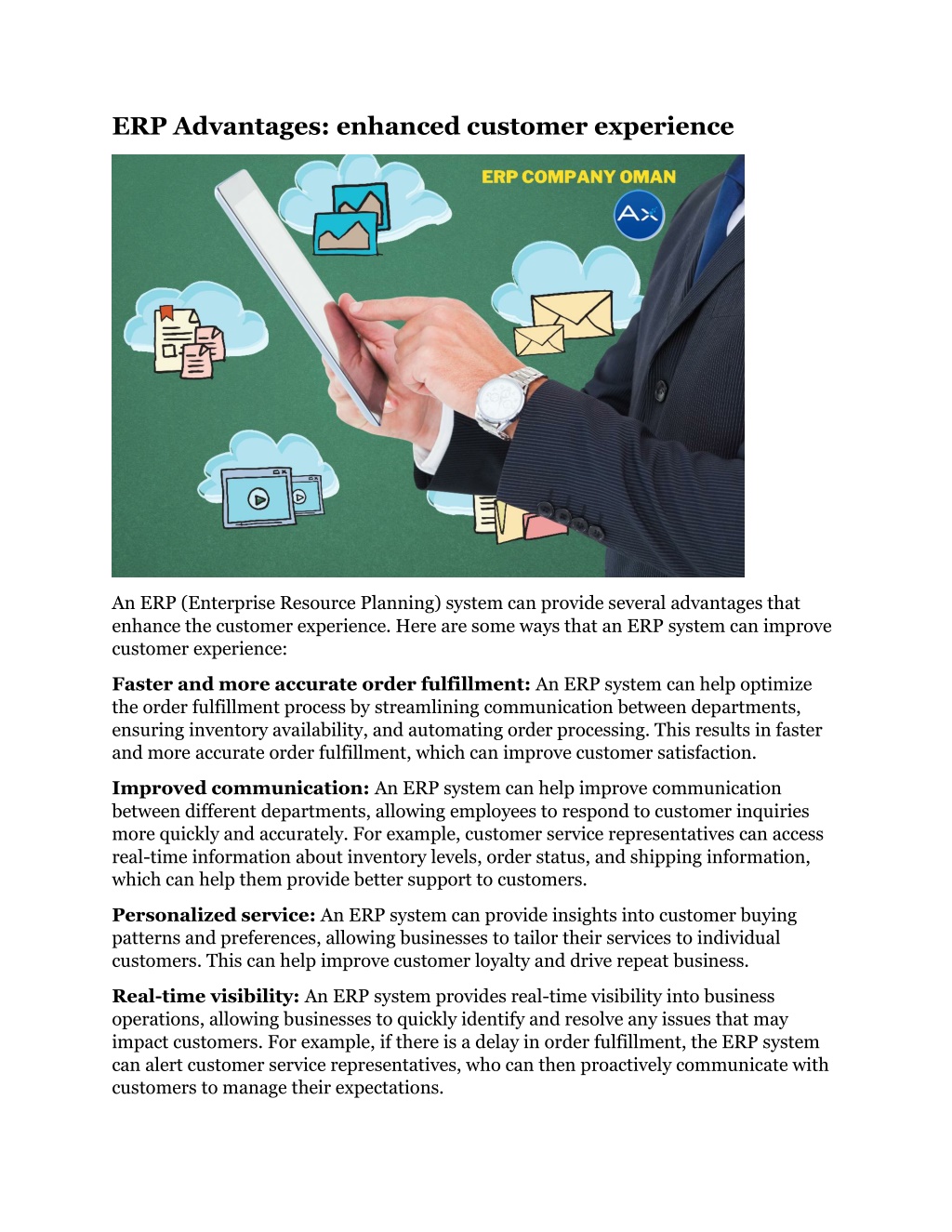 PPT - ERP Advantages enhanced customer experience PowerPoint ...