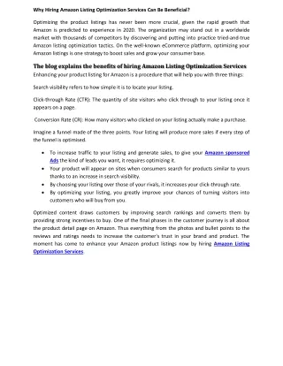 why hiring amazon listing optimization services