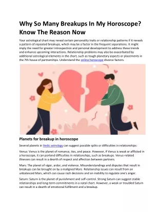 Why So Many Breakups In My Horoscope? Know The Reason Now