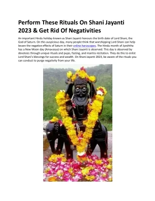 Perform These Rituals On Shani Jayanti 2023 & Get Rid Of Negativities