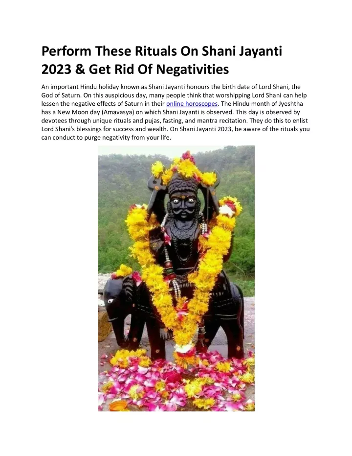 perform these rituals on shani jayanti 2023