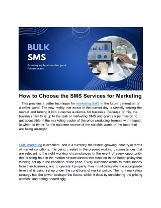 How to Choose the SMS Services For Marketing