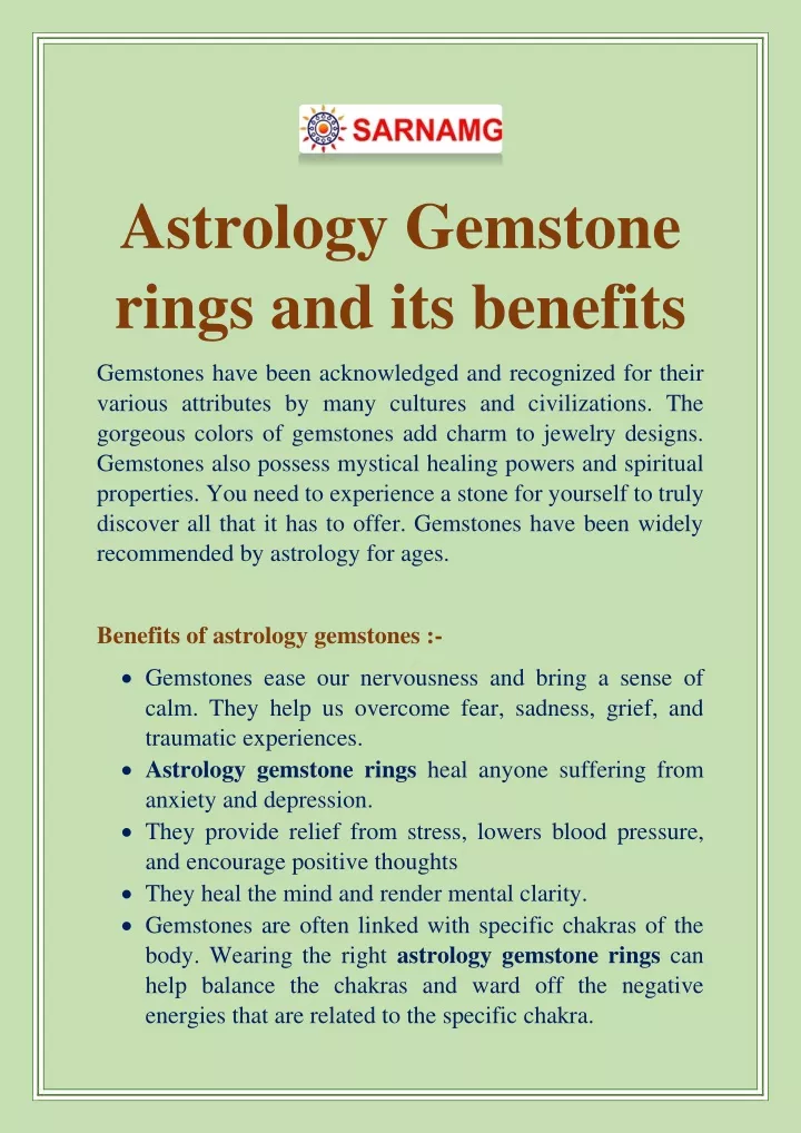 astrology gemstone rings and its benefits