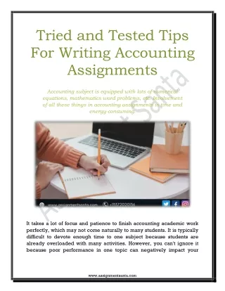 Tried and Tested Tips For Writing Accounting Assignments