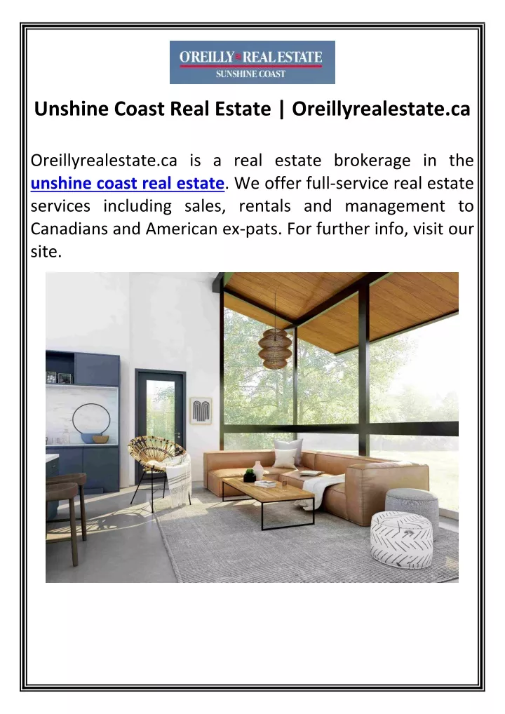 unshine coast real estate oreillyrealestate ca