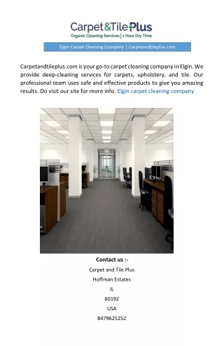 Elgin Carpet Cleaning Company | Carpetandtileplus.com
