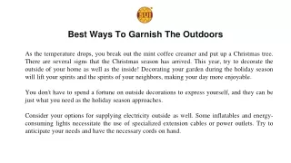 Best Ways to Garnish the Outdoors
