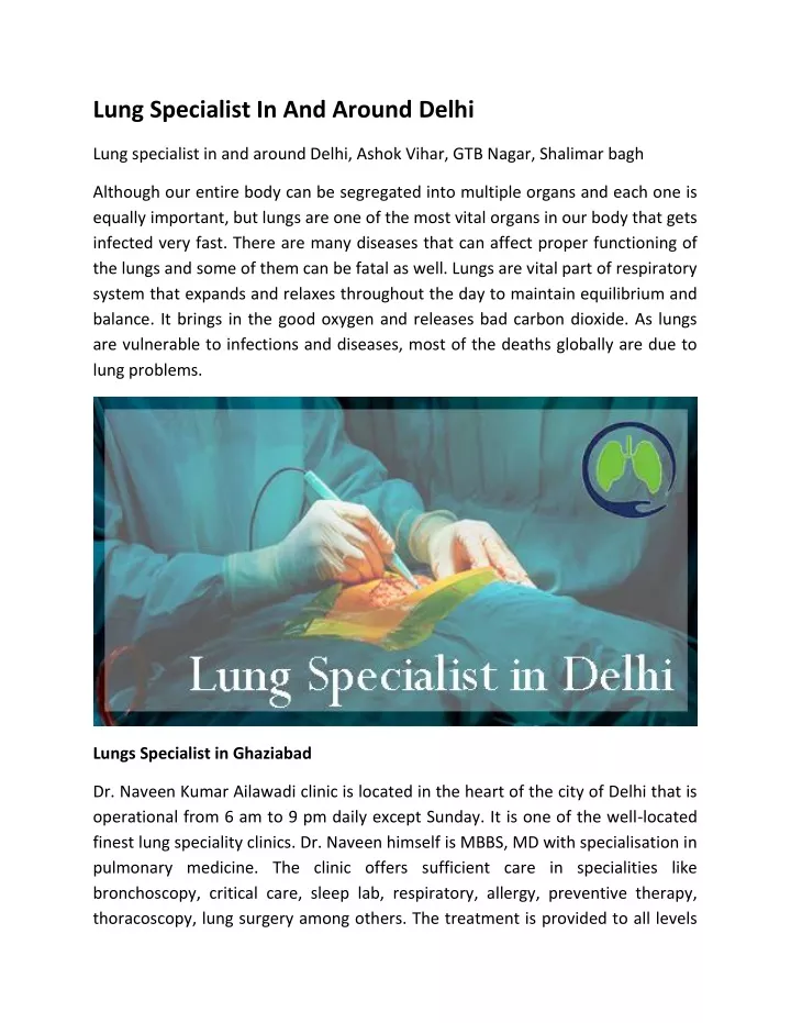 lung specialist in and around delhi