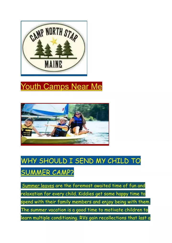 youth camps near me