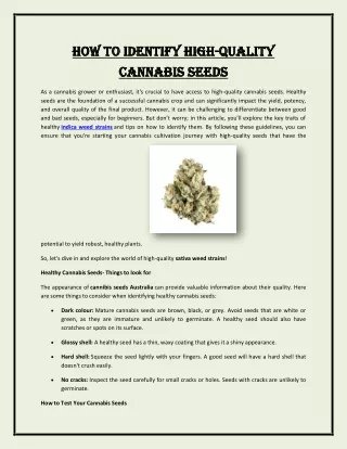 how to identify high how to identify high quality