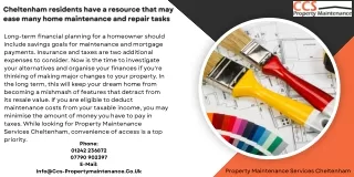 Cheltenham residents have a resource that may ease many home maintenance and repair tasks