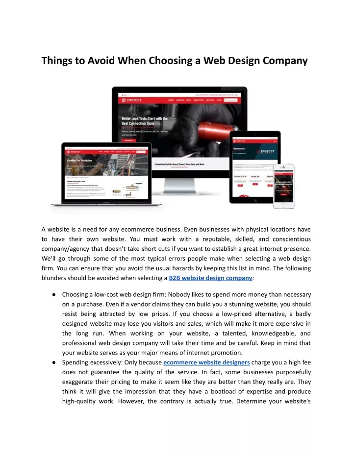 things to avoid when choosing a web design company