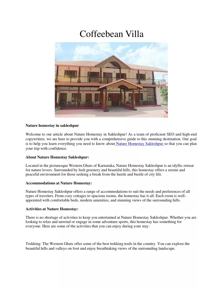 coffeebean villa