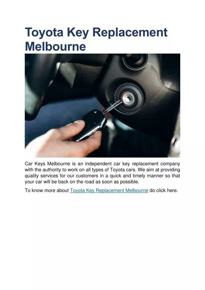 toyota key replacement melbourne