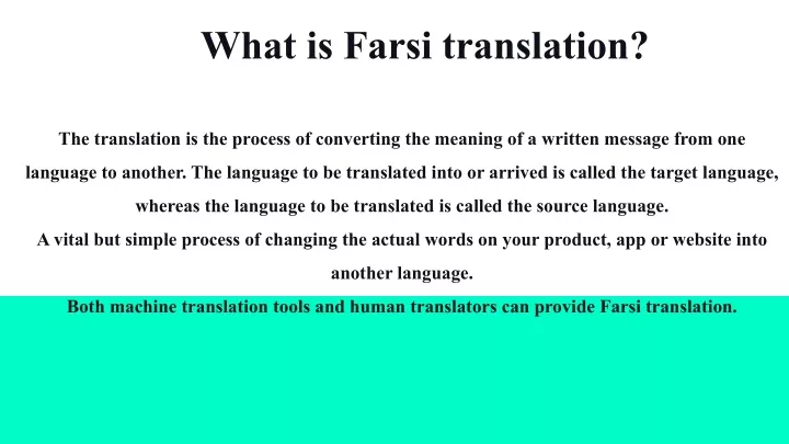 what is farsi translation